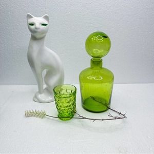 MCM Avocado Green Decanter with one MCM glass.